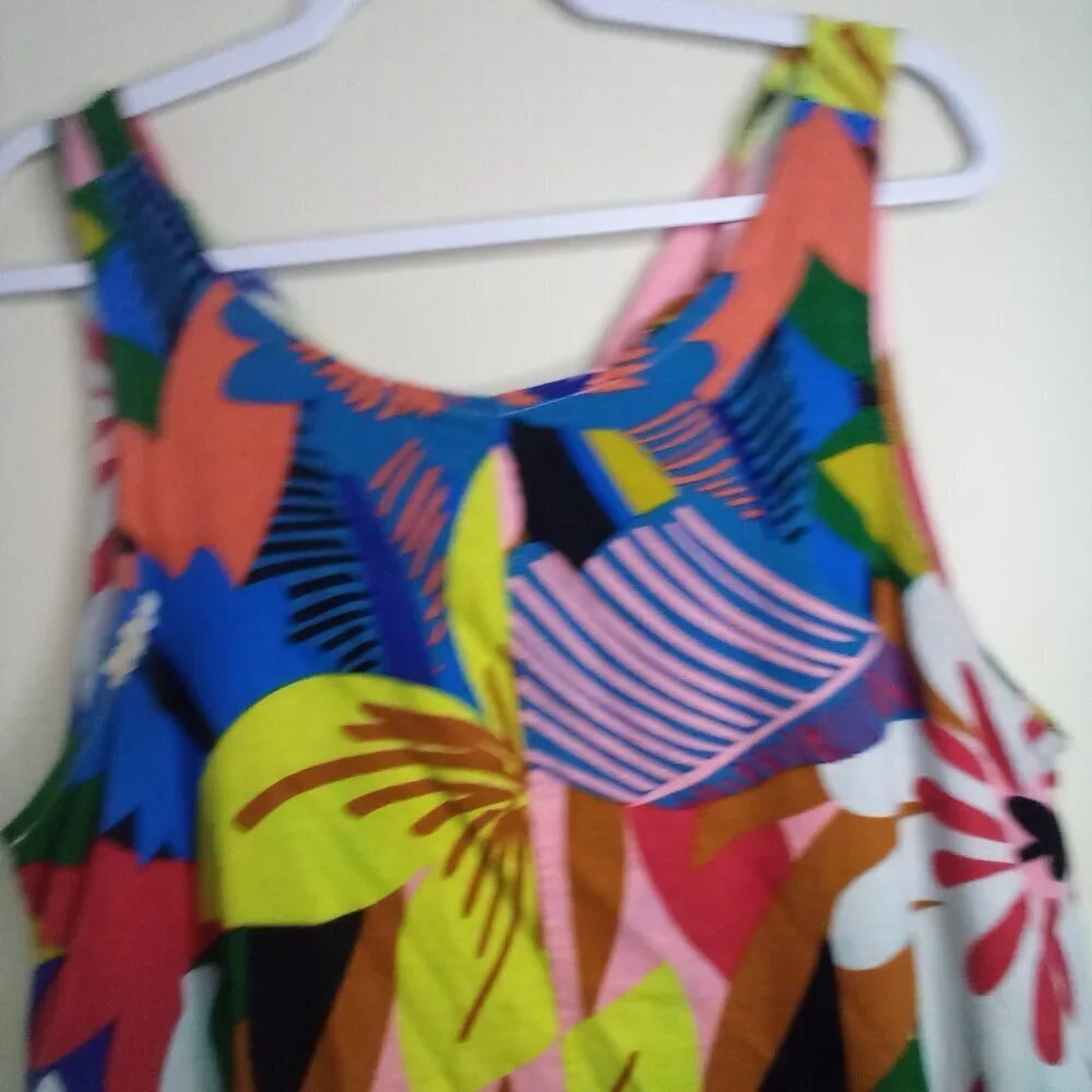 For Cynthia Dress Women XL Sleeveless Loud Pattern Linen Blend Colorful - Picture 3 of 16